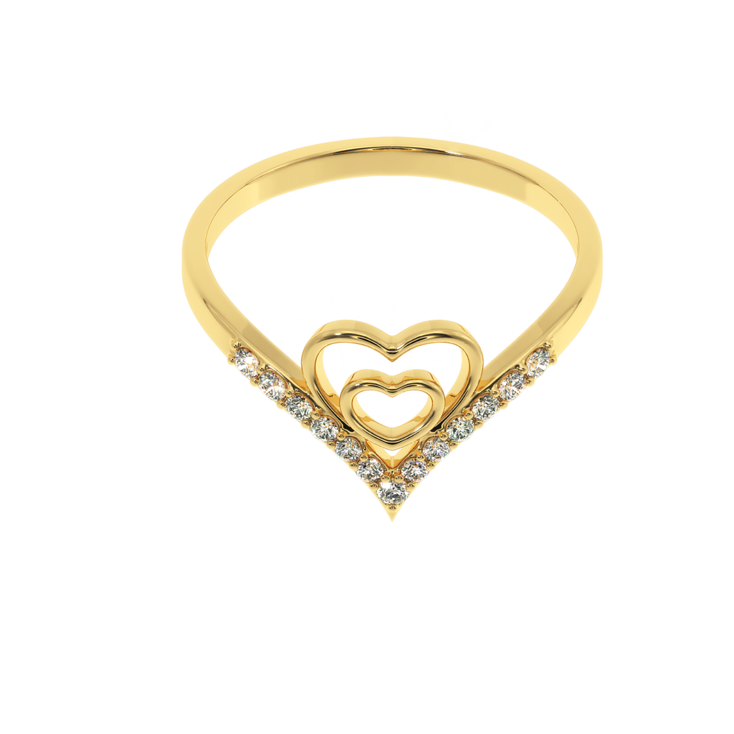 Solitairekart–Heart in Heart Lab Diamond Ring 0.16ct 14K YG